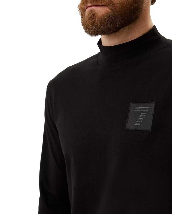 t-shirt lupetto nero da uomo con patch logata stampata | EA7
