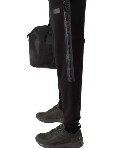 pantalone tuta nero da uomo con stripes logate cromate | EA7