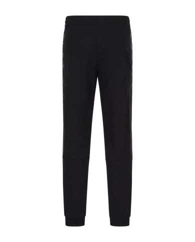 pantalone tuta nero da uomo con stripes logate cromate | EA7
