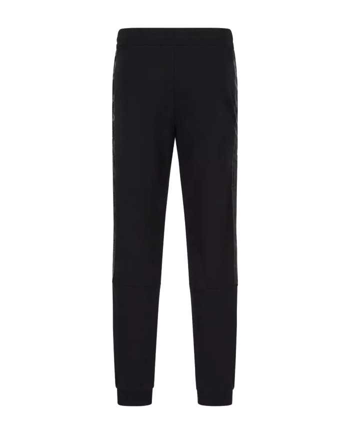 pantalone tuta nero da uomo con stripes logate cromate | EA7 pantalone tuta nero da uomo con stripes logate cromate | EA7