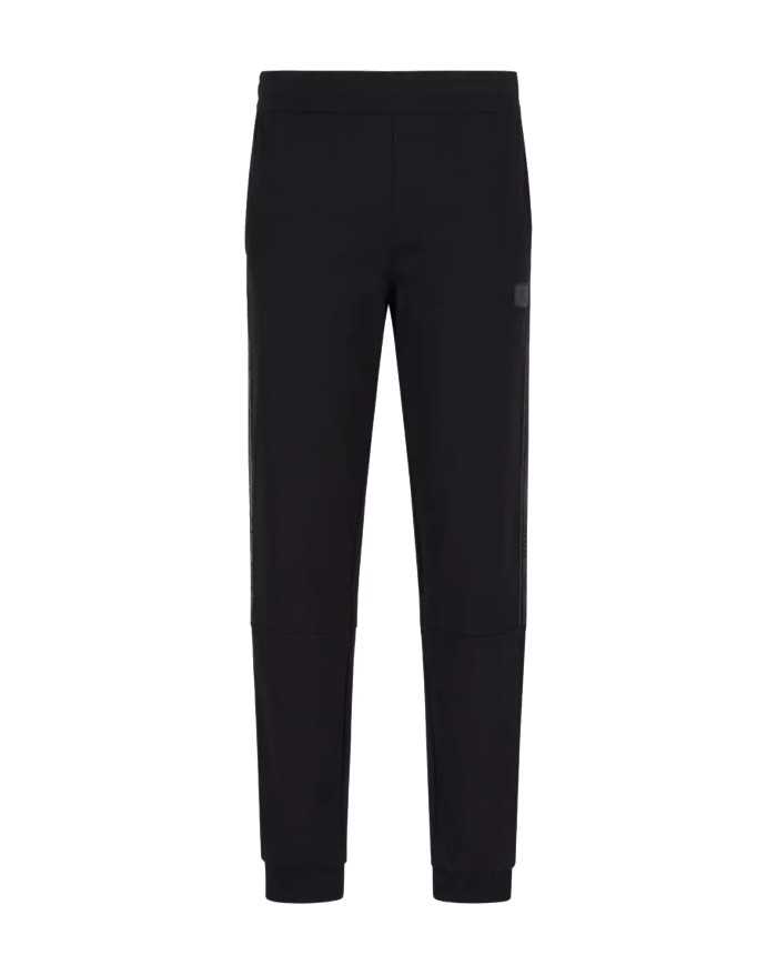 pantalone tuta nero da uomo con stripes logate cromate | EA7 pantalone tuta nero da uomo con stripes logate cromate | EA7