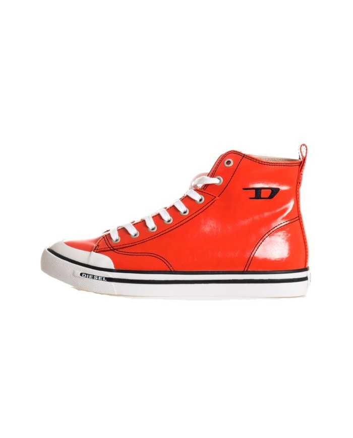 sneakers rosso da uomo con ricamo logato laterale | DIESEL