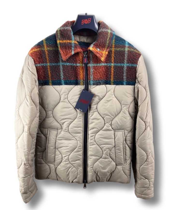 piumino beige da uomo trapuntato e in pile | BOB piumino beige da uomo trapuntato e in pile | BOB