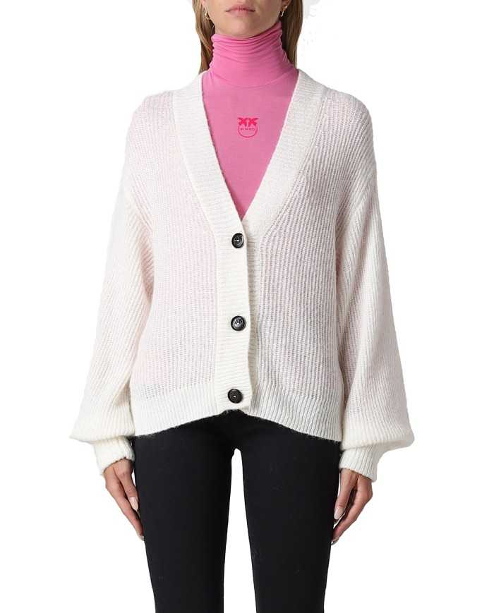 cardigan corto nero da donna con bottoni logati LOVE BIRDS | PINKO cardigan corto nero da donna con bottoni logati LOVE BIRDS | PINKO