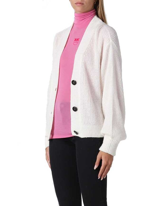 cardigan corto nero da donna con bottoni logati LOVE BIRDS | PINKO cardigan corto nero da donna con bottoni logati LOVE BIRDS | PINKO