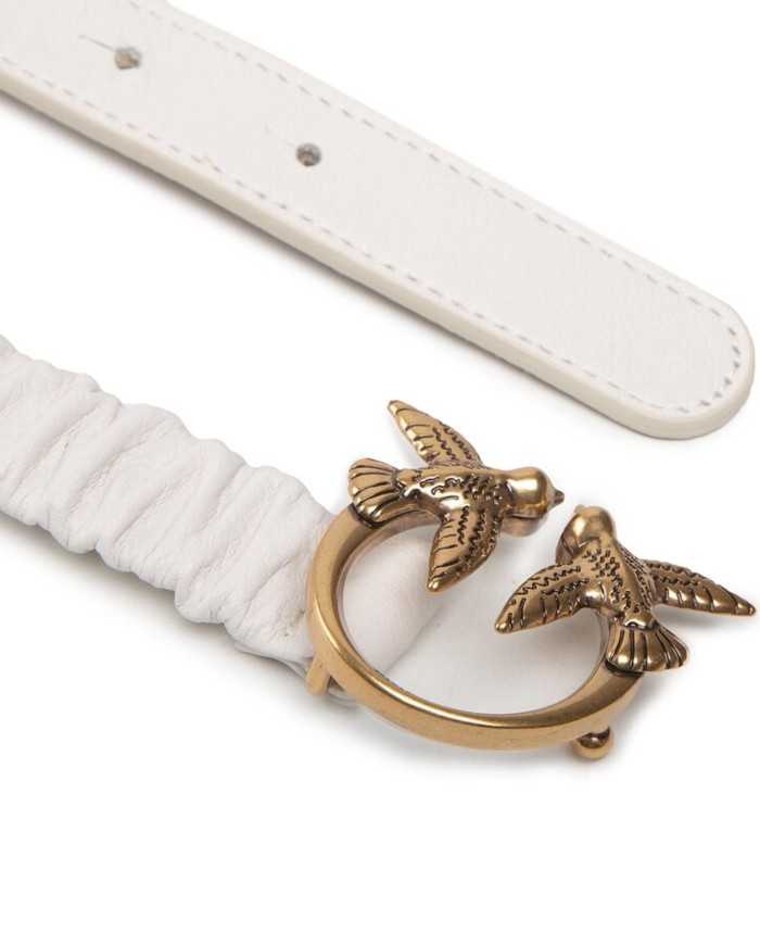 cintura H2 avorio donna effetto arricciato con fibbia logata | PINKO cintura H2 avorio donna effetto arricciato con fibbia logata | PINKO