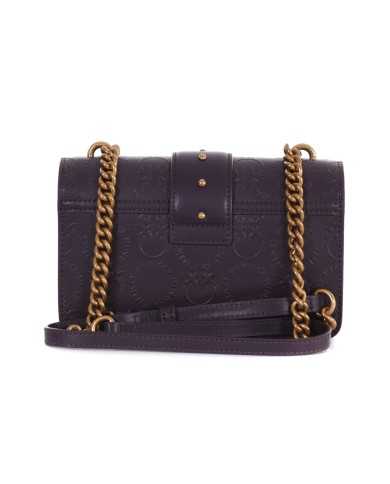borsa viola da donna con logo e lettering in rilievo | PINKO