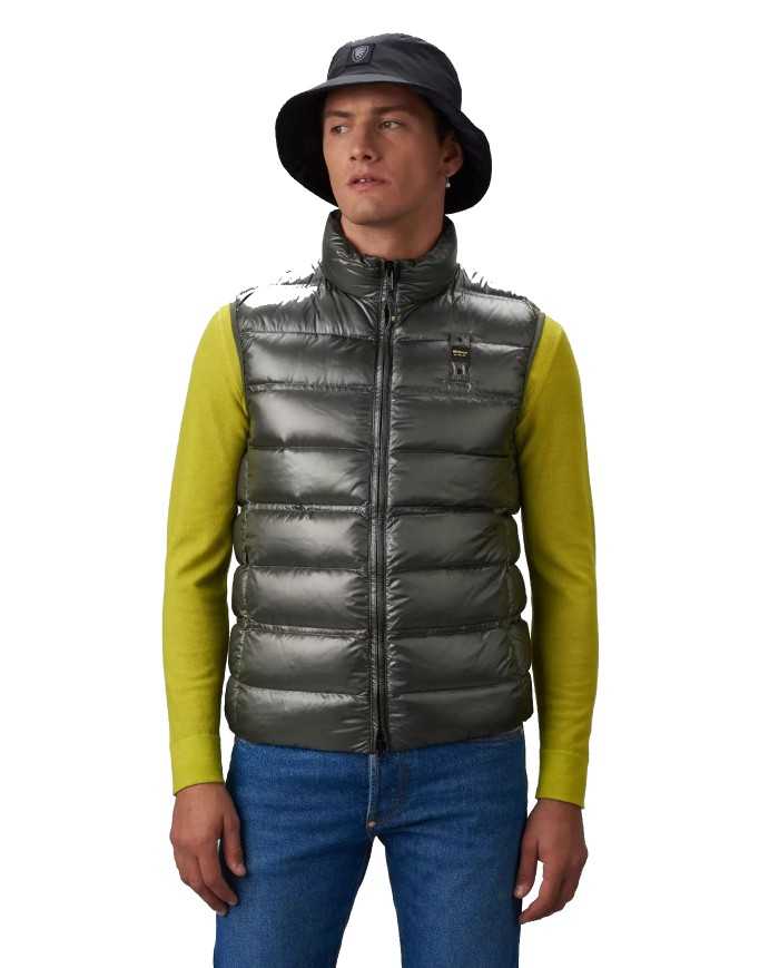gilet tiglio selvatico da uomo imbottito in piuma con logo | BLAUER