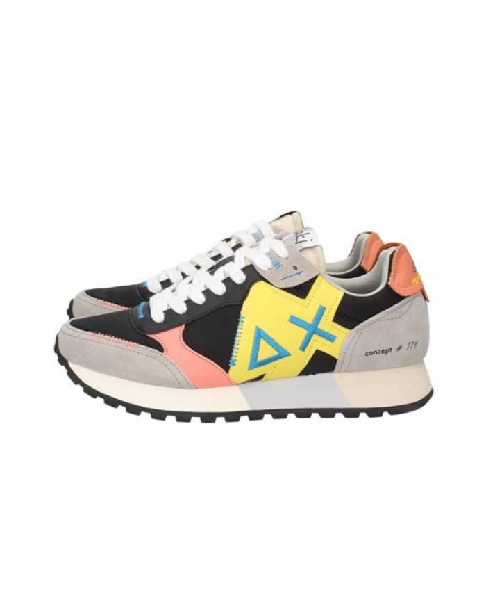 sneakers nere uomo con logo e inserti ricamati in contrasto| SUN68 sneakers nere uomo con logo e inserti ricamati in contrasto| SUN68