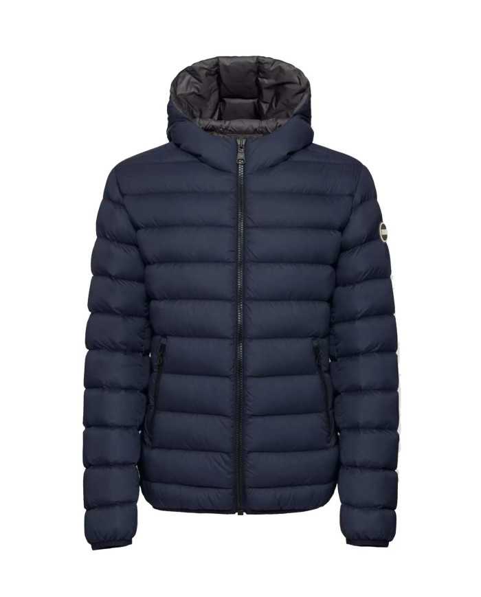 piumino navy/spike da uomo semilucido imbottito in vera piuma | COLMAR piumino navy/spike da uomo semilucido imbottito in vera piuma | COLMAR
