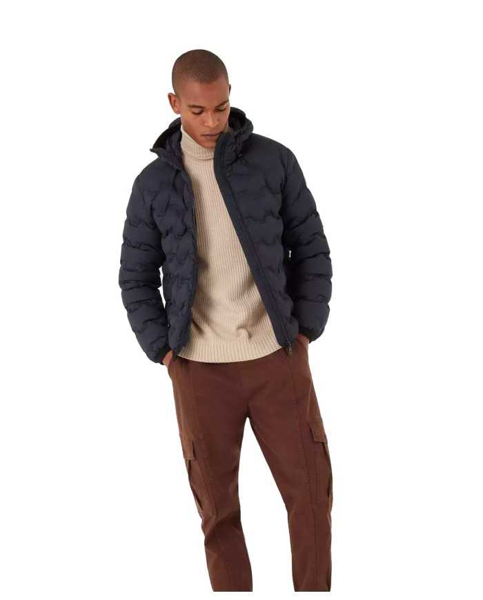 piumino navy da uomo trapuntato a onde in Teflon con loghi | COLMAR