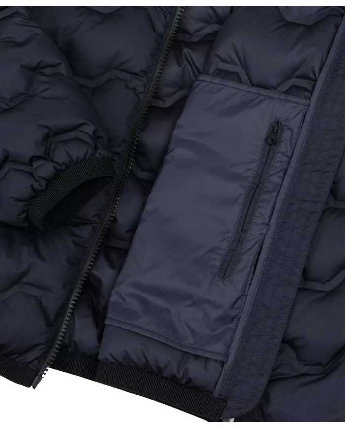 piumino navy da uomo trapuntato a onde in Teflon con loghi | COLMAR