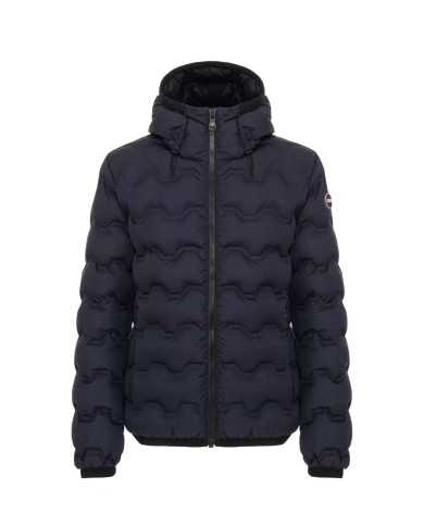 piumino navy da uomo trapuntato a onde in Teflon con loghi | COLMAR piumino navy da uomo trapuntato a onde in Teflon con loghi | COLMAR