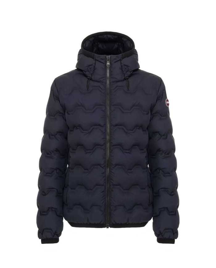 piumino navy da uomo trapuntato a onde in Teflon con loghi | COLMAR piumino navy da uomo trapuntato a onde in Teflon con loghi | COLMAR