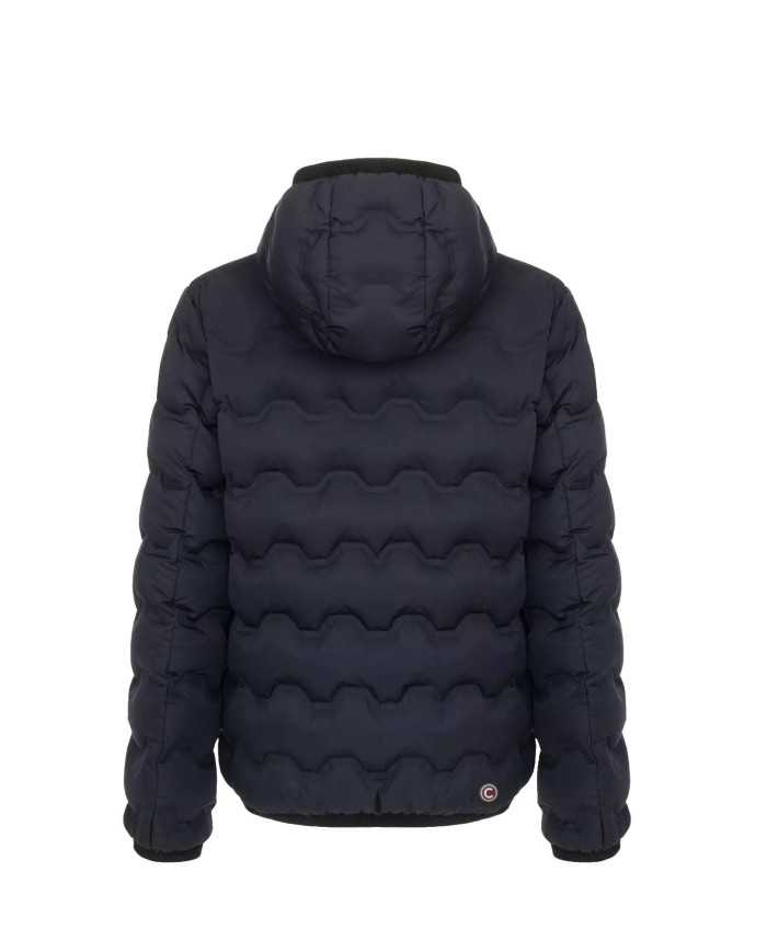 piumino navy da uomo trapuntato a onde in Teflon con loghi | COLMAR piumino navy da uomo trapuntato a onde in Teflon con loghi | COLMAR
