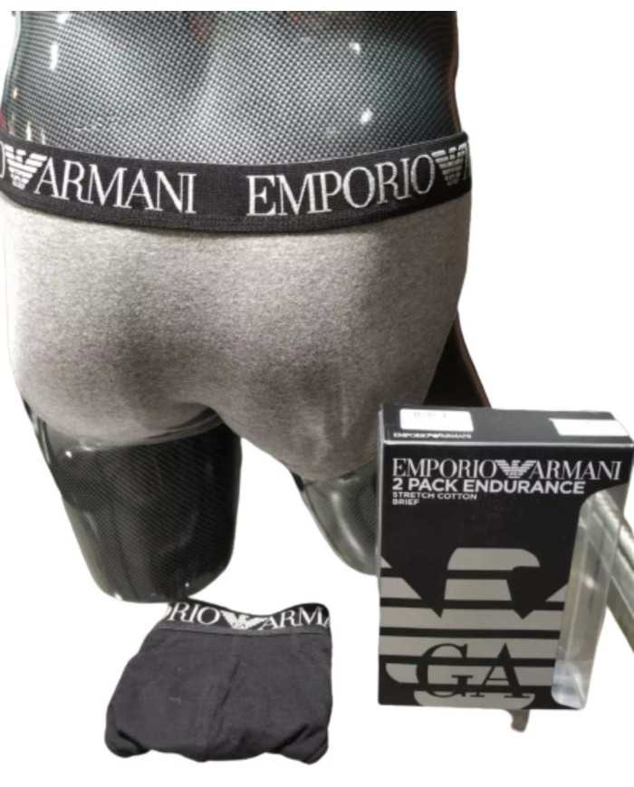 EA INTIMO Armani Slip Uomo 111733 9A720 2 Pack Cotone Stretch Grigi...