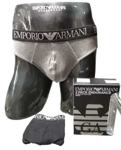 EA INTIMO Armani Slip Uomo 111733 9A720 2 Pack Cotone Stretch Grigi...