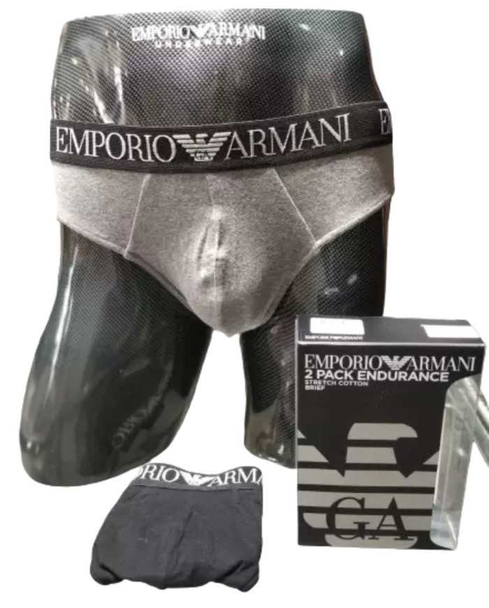 EA INTIMO Armani Slip Uomo 111733 9A720 2 Pack Cotone Stretch Grigi...