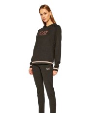 tuta carbon mel donna con dettagio stripe su felpa e pantalone | EA7 tuta carbon mel donna con dettagio stripe su felpa e pantalone | EA7