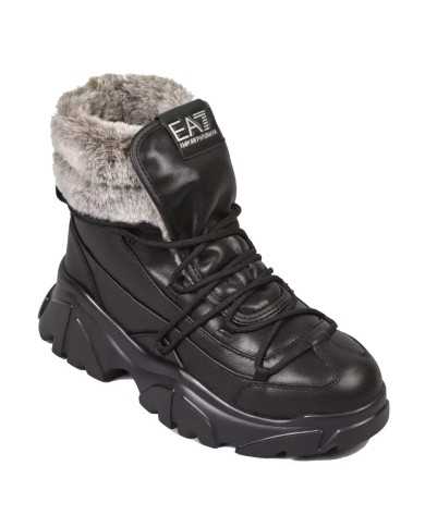 stivaletti full black/grey da uomo con pelliccia e inserti vai | EA7