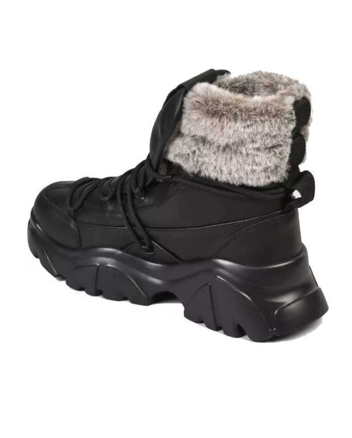 stivaletti full black/grey da uomo con pelliccia e inserti vai | EA7