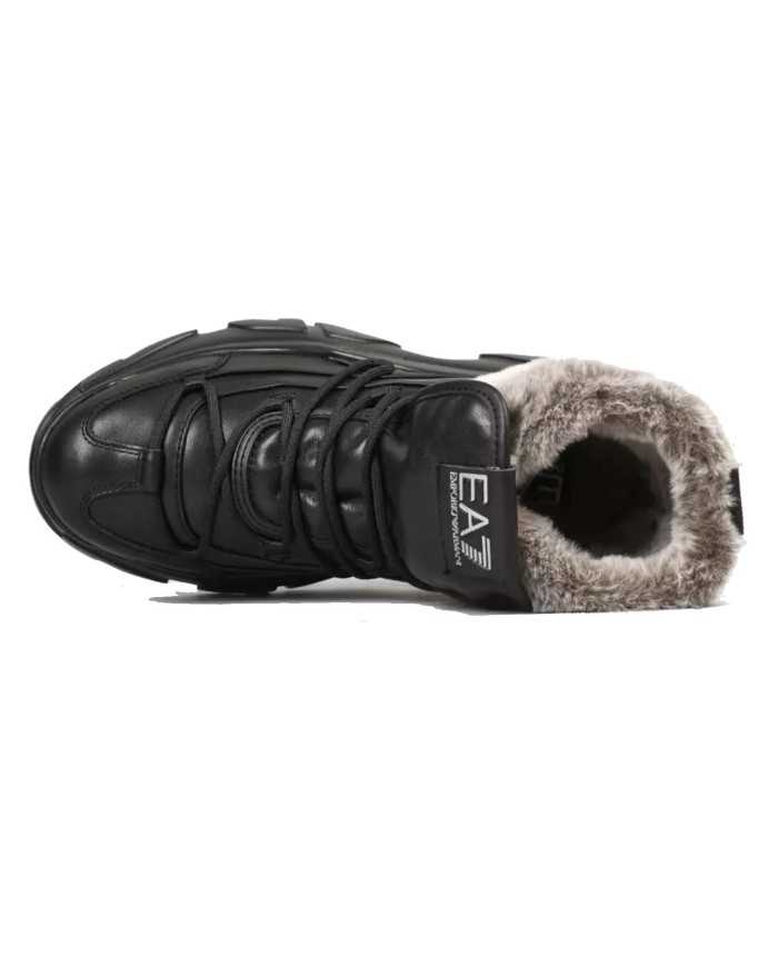 stivaletti full black/grey da uomo con pelliccia e inserti vai | EA7