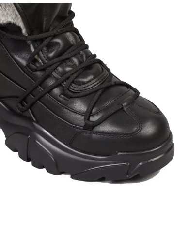 stivaletti full black/grey da uomo con pelliccia e inserti vai | EA7