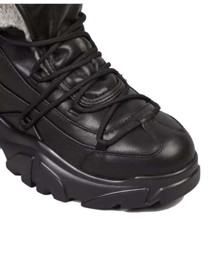 stivaletti full black/grey da uomo con pelliccia e inserti vai | EA7