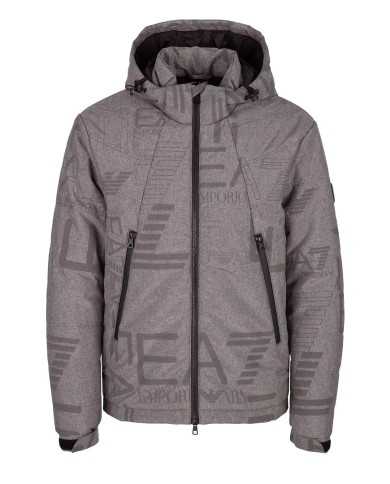 giubbotto medium grey melange da uomo con maxi logo all-over | EA7 giubbotto medium grey melange da uomo con maxi logo all-over | EA7