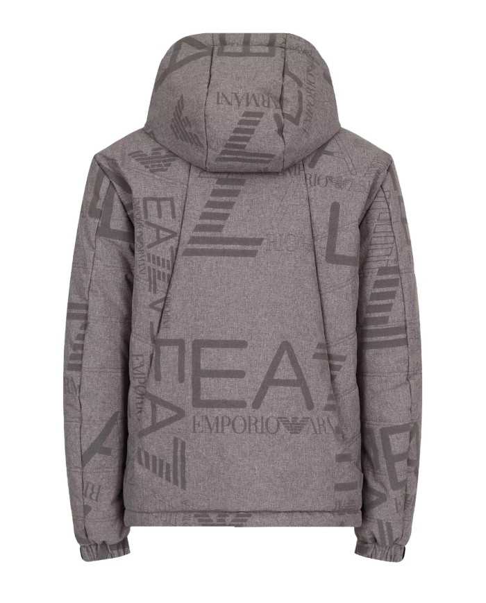 giubbotto medium grey melange da uomo con maxi logo all-over | EA7 giubbotto medium grey melange da uomo con maxi logo all-over | EA7