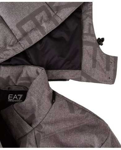 giubbotto medium grey melange da uomo con maxi logo all-over | EA7 giubbotto medium grey melange da uomo con maxi logo all-over | EA7