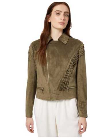 giacca biker verde militare da donna con micro rouches | LIU JO giacca biker verde militare da donna con micro rouches | LIU JO