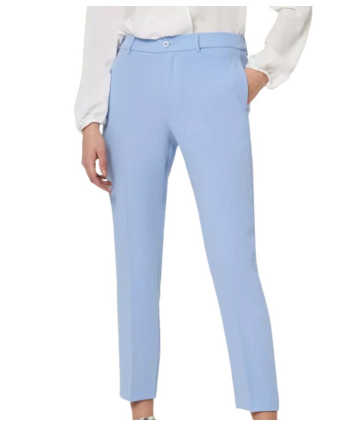 LIU JO Pantaloni Donna P ES Elegante Slim Zip Blu Indaco Nuovo 6392