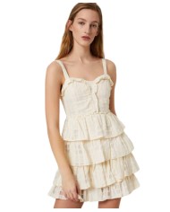 abito corto vaniglia donna con volants sul fondo | LIU JO abito corto vaniglia donna con volants sul fondo | LIU JO