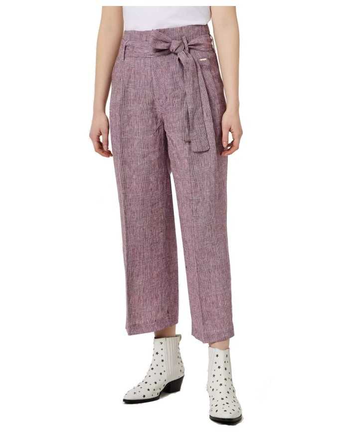Pantalone palazzo orchideo da donna con trama check | LIU JO Pantalone palazzo orchideo da donna con trama check | LIU JO