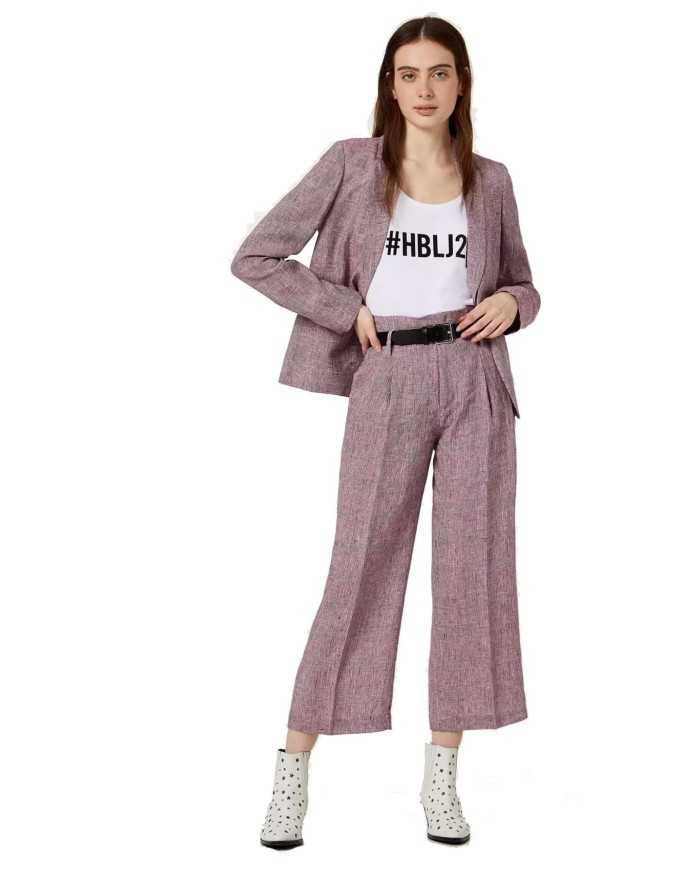 Pantalone palazzo orchideo da donna con trama check | LIU JO Pantalone palazzo orchideo da donna con trama check | LIU JO