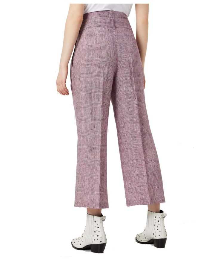 Pantalone palazzo orchideo da donna con trama check | LIU JO