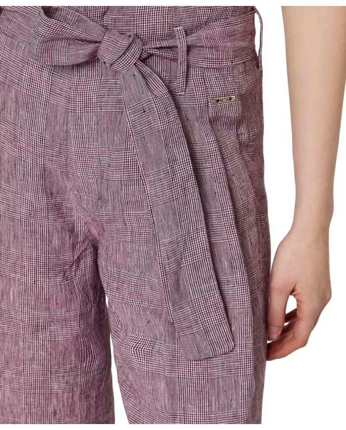 Pantalone palazzo orchideo da donna con trama check | LIU JO