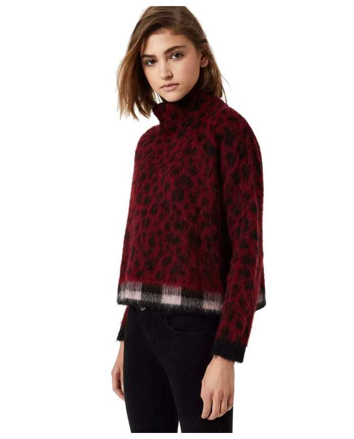 LIU JO Dolcevita Donna A-TI Maglia Jacquard Leopardata Alpaca Borde... LIU JO Dolcevita Donna A-TI Maglia Jacquard Leopardata Alpaca Borde...