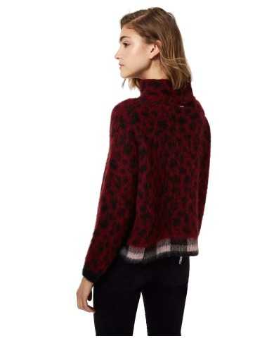 LIU JO Dolcevita Donna A-TI Maglia Jacquard Leopardata Alpaca Borde...