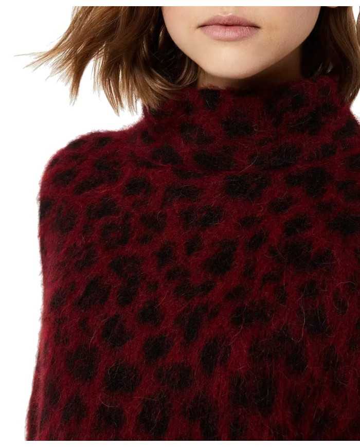 LIU JO Dolcevita Donna A-TI Maglia Jacquard Leopardata Alpaca Borde...