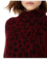 LIU JO Dolcevita Donna A-TI Maglia Jacquard Leopardata Alpaca Borde...