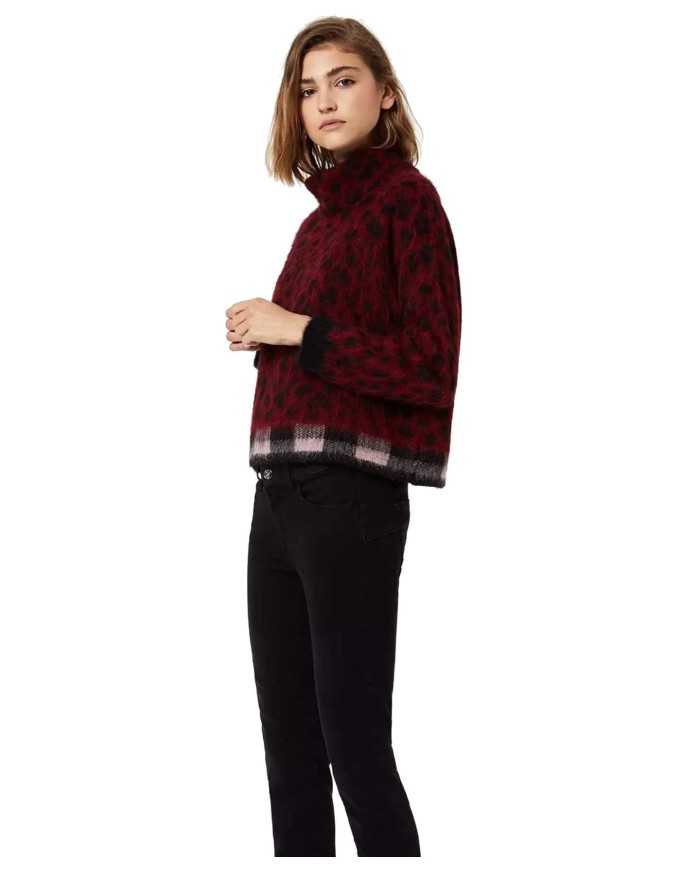 LIU JO Dolcevita Donna A-TI Maglia Jacquard Leopardata Alpaca Borde...