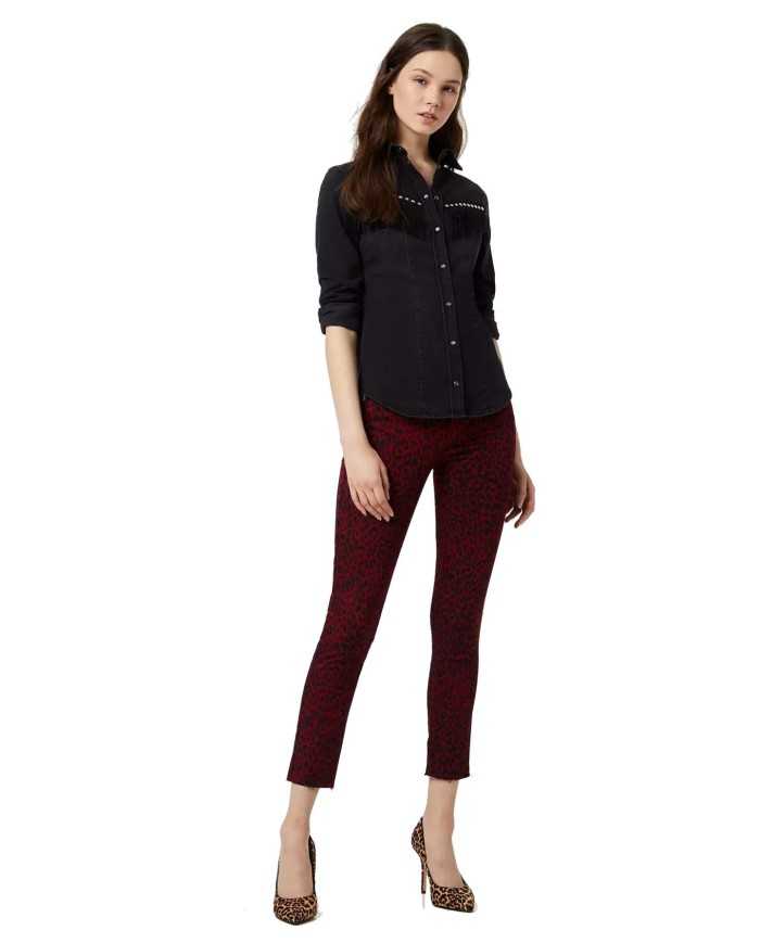 LIU JO Camicia Jeans Donna A-TI Denim Cotone Nera Frange Borchie El... LIU JO Camicia Jeans Donna A-TI Denim Cotone Nera Frange Borchie El...