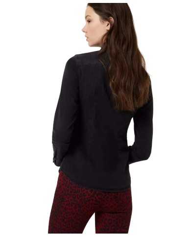 LIU JO Camicia Jeans Donna A-TI Denim Cotone Nera Frange Borchie El...