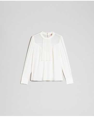 TWINSET Blusa Donna A-TI Maglia Crepe Trasparente Georgette Seta Bi...