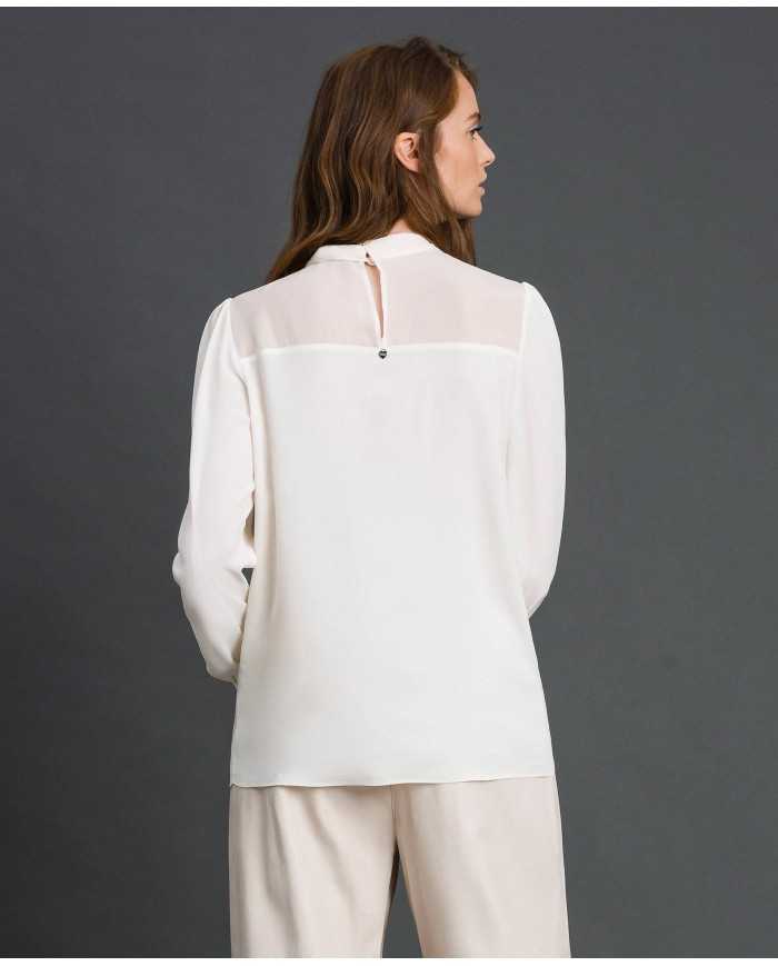 TWINSET Blusa Donna A-TI Maglia Crepe Trasparente Georgette Seta Bi... TWINSET Blusa Donna A-TI Maglia Crepe Trasparente Georgette Seta Bi...
