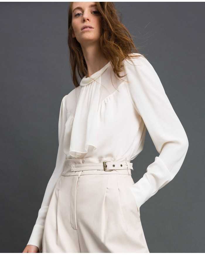 TWINSET Blusa Donna A-TI Maglia Crepe Trasparente Georgette Seta Bi... TWINSET Blusa Donna A-TI Maglia Crepe Trasparente Georgette Seta Bi...