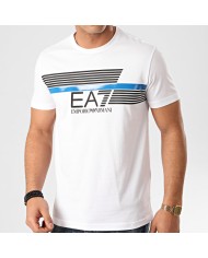 t-shirt bianca uomo con maxi logo stripes sul petto | EA7 t-shirt bianca uomo con maxi logo stripes sul petto | EA7