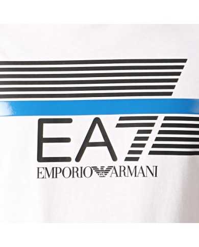 t-shirt bianca uomo con maxi logo stripes sul petto | EA7